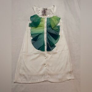 White satin dress with lining and ombre green chiffon silk